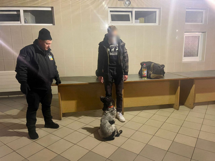 Задержанный мужчина и служебная собака