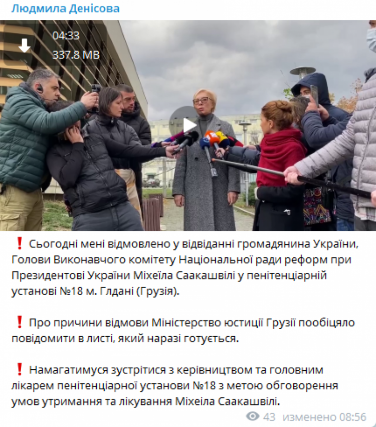 Денисову в Грузии не пустили к Саакашвили