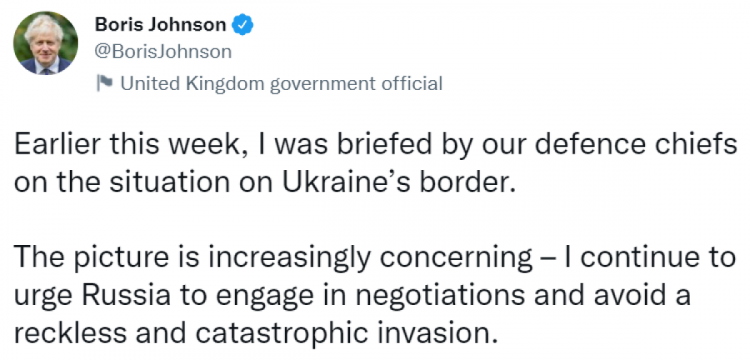 Джонсон закликав Росію піти на переговори щодо України