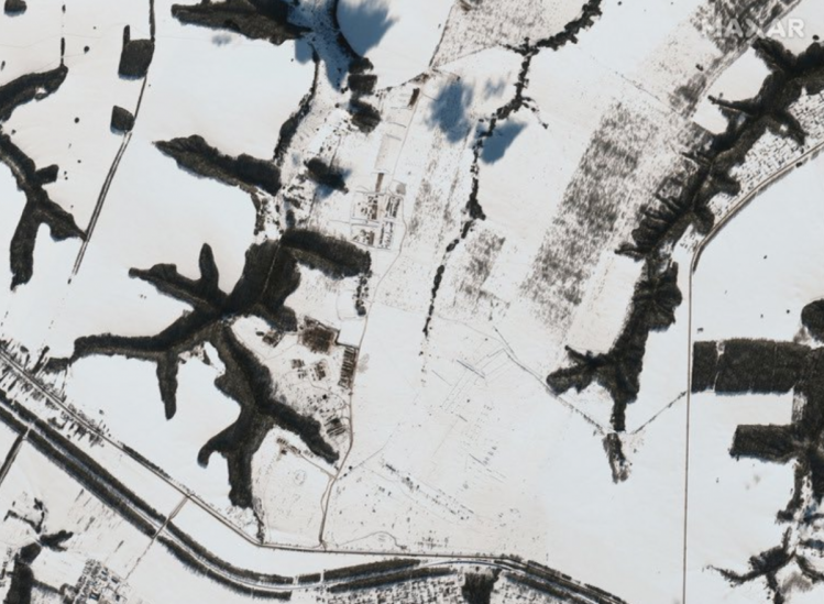 Російські війська біля Курська лютий 2022 супутникові знімки