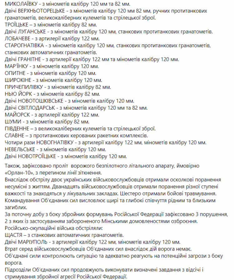 Ситуация на Донбассе по состоянию на утро 22 февраля 2022