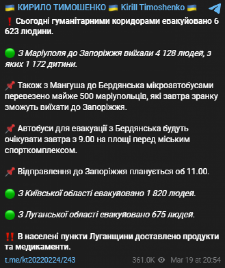 Протягом доби вдалося евакуювати понад 6600 людей, – Тимошенко