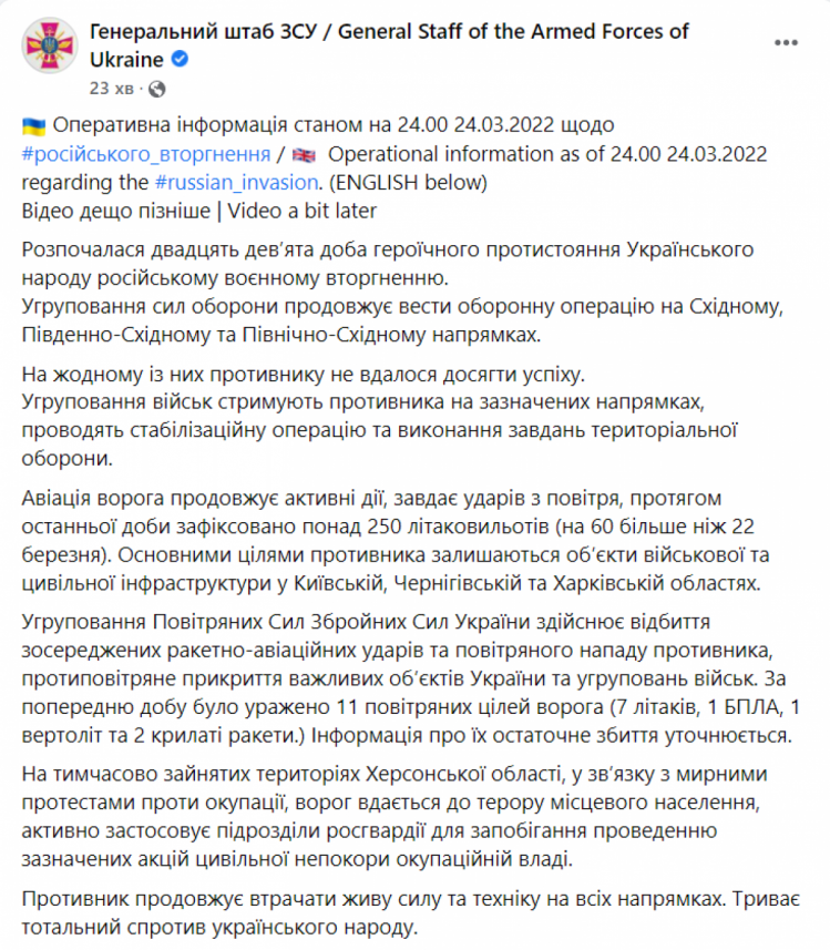 Ситуація в Україні 24 березня